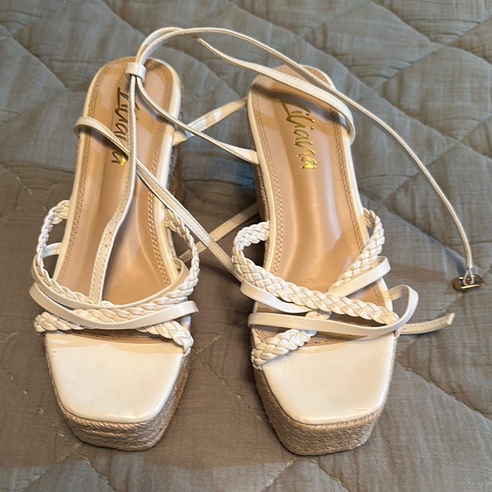 Ganni Cream Strappy Espadrille Sandals